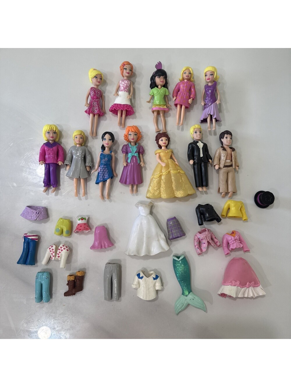 Vintage Polly Pocket Fashion Doll Lot Mixed Blonde Brunette Rubber Clothes